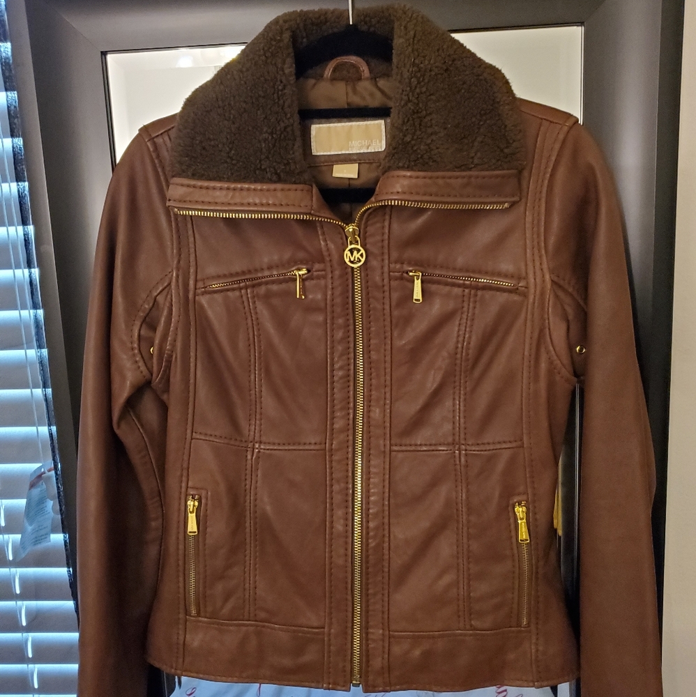 Michael Kors Brown Leather Jacket